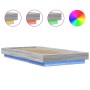 Estructura cama con luces LED madera gris Sonoma 100x200 cm de vidaXL, Camas y somieres - Ref: Foro24-3281117, Precio: 161,46...