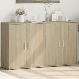 Aparador de madera de ingeniería 2 uds roble Sonoma 60x31x70 cm de vidaXL, Aparadores - Ref: Foro24-3276541, Precio: 116,04 €...
