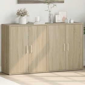 Aparador de madera de ingeniería 2 uds roble Sonoma 60x31x70 cm de vidaXL, Aparadores - Ref: Foro24-3276541, Precio: 117,96 €...
