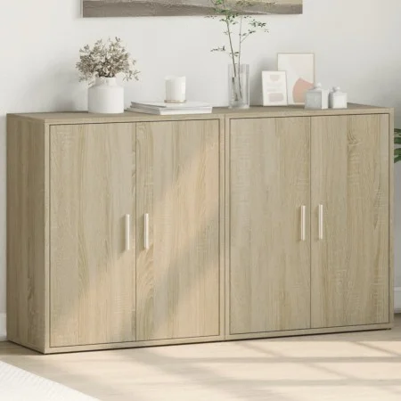Aparador de madera de ingeniería 2 uds roble Sonoma 60x31x70 cm de vidaXL, Aparadores - Ref: Foro24-3276541, Precio: 116,04 €...