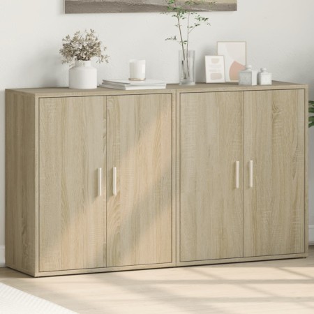 Aparador de madera de ingeniería 2 uds roble Sonoma 60x31x70 cm de vidaXL, Aparadores - Ref: Foro24-3276541, Precio: 117,96 €...