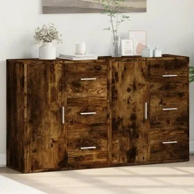 Aparador de madera de ingeniería 2 uds roble ahumado 60x31x70cm de vidaXL, Aparadores - Ref: Foro24-3276557, Precio: 156,16 €...
