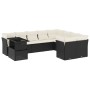 Set de sofás de jardín 10 pzas cojines ratán sintético negro de vidaXL, Conjuntos de jardín - Ref: Foro24-3266846, Precio: 58...