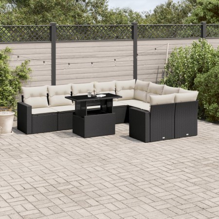 Set de sofás de jardín 10 pzas cojines ratán sintético negro de vidaXL, Conjuntos de jardín - Ref: Foro24-3267496, Precio: 59...