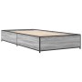 Estructura cama madera ingeniería metal gris Sonoma 90x200 cm de vidaXL, Camas y somieres - Ref: Foro24-845114, Precio: 73,01...