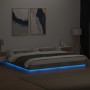 Estructura cama con luces LED madera gris hormigón 200x200 cm de vidaXL, Camas y somieres - Ref: Foro24-3281073, Precio: 218,...