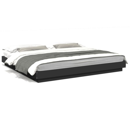 Estructura cama con luces LED madera ingeniería negro 180x200cm de vidaXL, Camas y somieres - Ref: Foro24-3281078, Precio: 22...