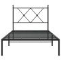 Estructura de cama con cabecero metal negro 90x200 cm de vidaXL, Camas y somieres - Ref: Foro24-376495, Precio: 74,61 €, Desc...