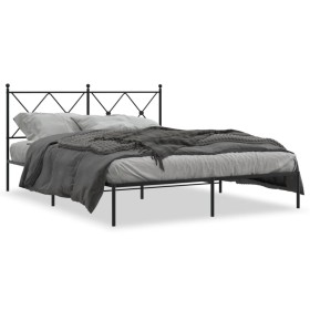 Estructura de cama con cabecero metal negro 150x200 cm de vidaXL, Camas y somieres - Ref: Foro24-376504, Precio: 116,98 €, De...