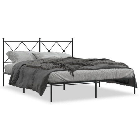 Estructura de cama con cabecero metal negro 150x200 cm de vidaXL, Camas y somieres - Ref: Foro24-376504, Precio: 116,98 €, De...