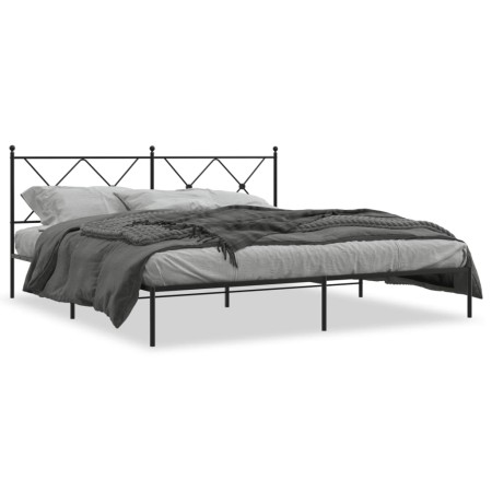 Estructura de cama con cabecero metal negro 180x200 cm de vidaXL, Camas y somieres - Ref: Foro24-376506, Precio: 126,82 €, De...
