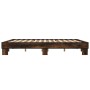 Estructura cama madera ingeniería metal roble ahumado 160x200cm de vidaXL, Camas y somieres - Ref: Foro24-3280229, Precio: 12...