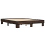 Estructura cama madera ingeniería metal marrón roble 150x200 cm de vidaXL, Camas y somieres - Ref: Foro24-3280236, Precio: 12...