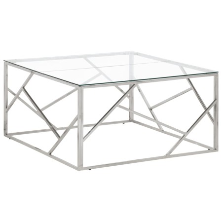 Mesa de centro plateada acero inoxidable y vidrio templado de vidaXL, Mesas de centro - Ref: Foro24-349953, Precio: 160,54 €,...