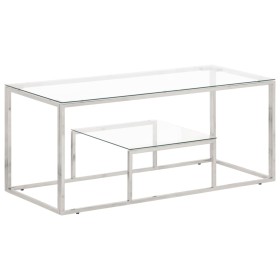 Mesa de centro plateada acero inoxidable y vidrio templado de vidaXL, Mesas de centro - Ref: Foro24-350017, Precio: 104,45 €,...