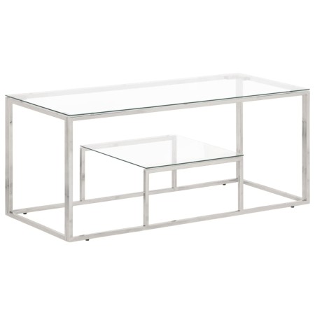 Mesa de centro plateada acero inoxidable y vidrio templado de vidaXL, Mesas de centro - Ref: Foro24-350017, Precio: 104,45 €,...