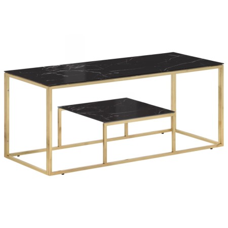 Mesa de centro dorada acero inoxidable y vidrio templado de vidaXL, Mesas de centro - Ref: Foro24-350020, Precio: 159,62 €, D...