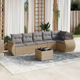 Set sofás de jardín 7 piezas y cojines ratán sintético beige en Conjuntos de jardín | Comprar online en Foru.es
