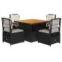 Set de muebles jardín 5 pzas con cojines ratán sintético negro de vidaXL, Conjuntos de jardín - Ref: Foro24-3262912, Precio: ...