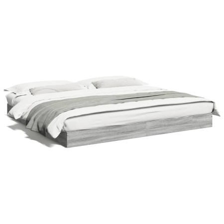 Estructura de cama madera de ingeniería gris Sonoma 200x200 cm de vidaXL, Camas y somieres - Ref: Foro24-841998, Precio: 94,5...