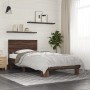 Estructura cama madera ingeniería metal roble marrón 90x200 cm de vidaXL, Camas y somieres - Ref: Foro24-845811, Precio: 95,9...