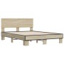 Estructura cama madera ingeniería metal roble Sonoma 140x200 cm de vidaXL, Camas y somieres - Ref: Foro24-3280193, Precio: 14...