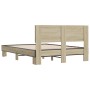 Estructura cama madera ingeniería metal roble Sonoma 140x200 cm de vidaXL, Camas y somieres - Ref: Foro24-3280193, Precio: 14...