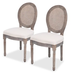 Sillas de comedor 2 unidades tela color crema en Sillas de comedor | Comprar online en Foru.es