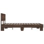 Estructura cama madera ingeniería metal marrón roble 120x200 cm de vidaXL, Camas y somieres - Ref: Foro24-3280201, Precio: 14...