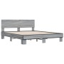 Estructura cama madera ingeniería metal gris Sonoma 160x200 cm de vidaXL, Camas y somieres - Ref: Foro24-3280185, Precio: 152...