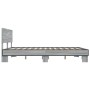 Estructura cama madera ingeniería metal gris Sonoma 160x200 cm de vidaXL, Camas y somieres - Ref: Foro24-3280185, Precio: 152...
