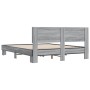 Estructura cama madera ingeniería metal gris Sonoma 160x200 cm de vidaXL, Camas y somieres - Ref: Foro24-3280185, Precio: 152...