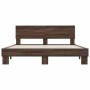 Estructura cama madera ingeniería metal marrón roble 150x200 cm de vidaXL, Camas y somieres - Ref: Foro24-3280191, Precio: 15...