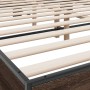 Estructura cama madera ingeniería metal marrón roble 150x200 cm de vidaXL, Camas y somieres - Ref: Foro24-3280191, Precio: 15...