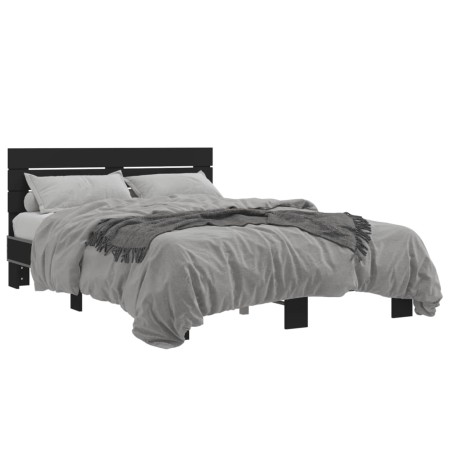 Estructura de cama madera de ingeniería y metal negro 140x200cm de vidaXL, Camas y somieres - Ref: Foro24-3280147, Precio: 14...