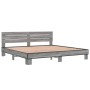 Estructura cama madera ingeniería metal gris Sonoma 200x200 cm de vidaXL, Camas y somieres - Ref: Foro24-3280130, Precio: 163...
