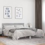 Estructura cama madera ingeniería metal gris Sonoma 200x200 cm de vidaXL, Camas y somieres - Ref: Foro24-3280130, Precio: 163...