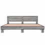 Estructura cama madera ingeniería metal gris Sonoma 200x200 cm de vidaXL, Camas y somieres - Ref: Foro24-3280130, Precio: 163...