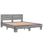 Estructura cama madera ingeniería metal gris Sonoma 150x200 cm de vidaXL, Camas y somieres - Ref: Foro24-3280145, Precio: 147...