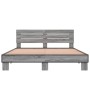 Estructura cama madera ingeniería metal gris Sonoma 150x200 cm de vidaXL, Camas y somieres - Ref: Foro24-3280145, Precio: 147...