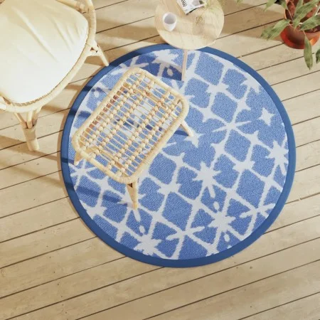 Alfombra de exterior PP azul y blanco Ø120 cm de vidaXL, Protectores para exterior - Ref: Foro24-368490, Precio: 18,17 €, Des...