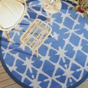 Alfombra de exterior PP azul y blanco Ø200 cm de vidaXL, Protectores para exterior - Ref: Foro24-368492, Precio: 36,38 €, Des...