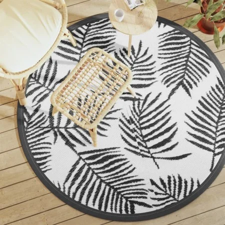Alfombra de exterior PP blanco y negro Ø160 cm de vidaXL, Protectores para exterior - Ref: Foro24-368471, Precio: 28,21 €, De...