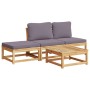 Set de muebles de jardín 4 pzs y cojines madera maciza acacia de vidaXL, Sofás modulares de exterior - Ref: Foro24-3214326, P...