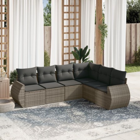 Set de muebles de jardín 6 pzas y cojines ratán sintético gris en Conjuntos de jardín | Comprar online en Foru.es