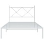 Estructura de cama de metal con cabecero blanco 100x200 cm de vidaXL, Camas y somieres - Ref: Foro24-376546, Precio: 76,94 €,...