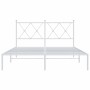 Estructura de cama de metal con cabecero blanca 135x190 cm de vidaXL, Camas y somieres - Ref: Foro24-376550, Precio: 94,62 €,...