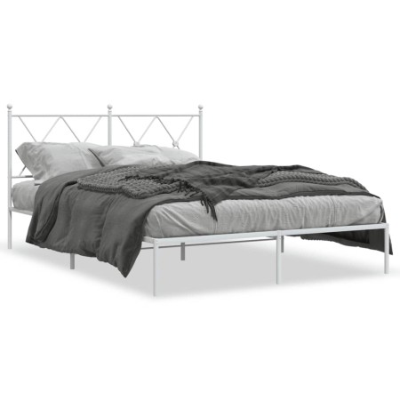 Estructura de cama con cabecero metal blanca 140x200 cm de vidaXL, Camas y somieres - Ref: Foro24-376552, Precio: 95,26 €, De...