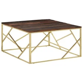 Mesa de centro acero inoxidable madera maciza traviesa dorado de vidaXL, Mesas de centro - Ref: Foro24-349958, Precio: 148,06...