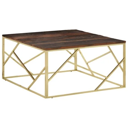Mesa de centro acero inoxidable madera maciza traviesa dorado de vidaXL, Mesas de centro - Ref: Foro24-349958, Precio: 148,06...